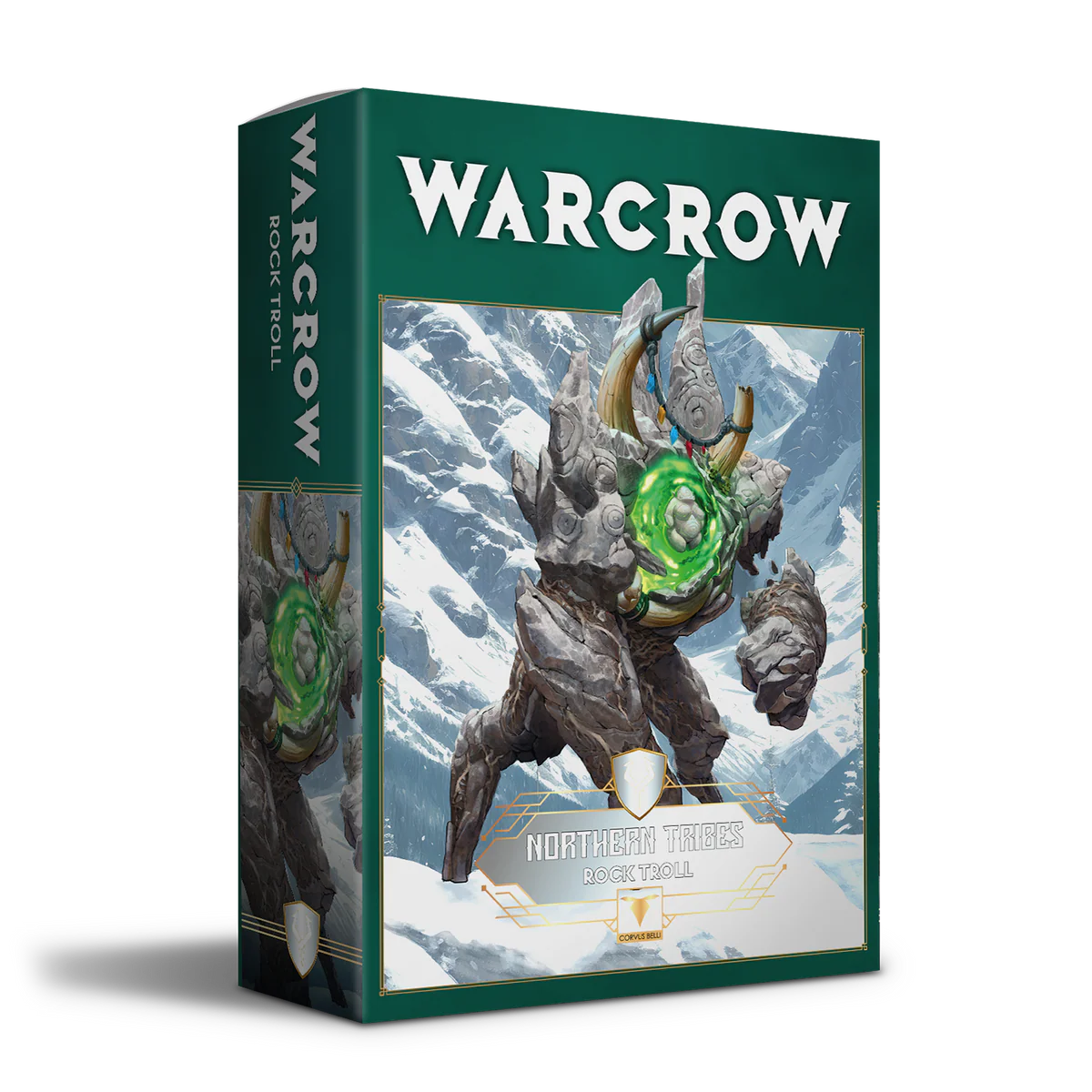 The box for the Warcrow Northern Tribes Rock Troll miniature.