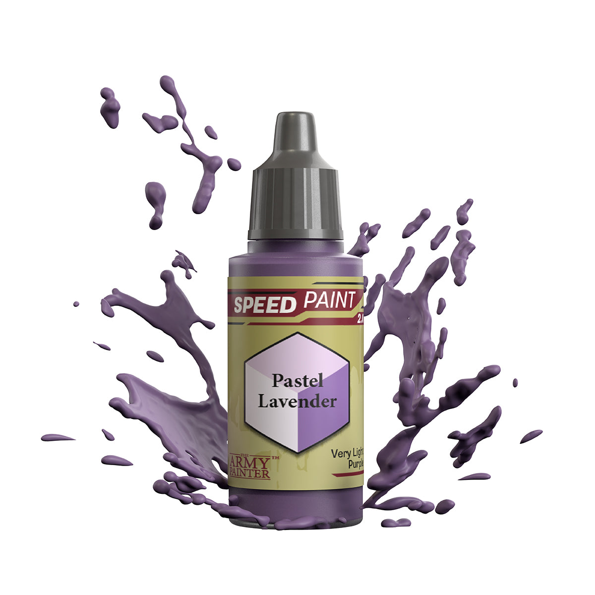 An 18ml dropper bottle of The Army Painter Speedpaint - Pastel Lavender, a one-coat paint for miniatures. Available at Charon Games NZ.