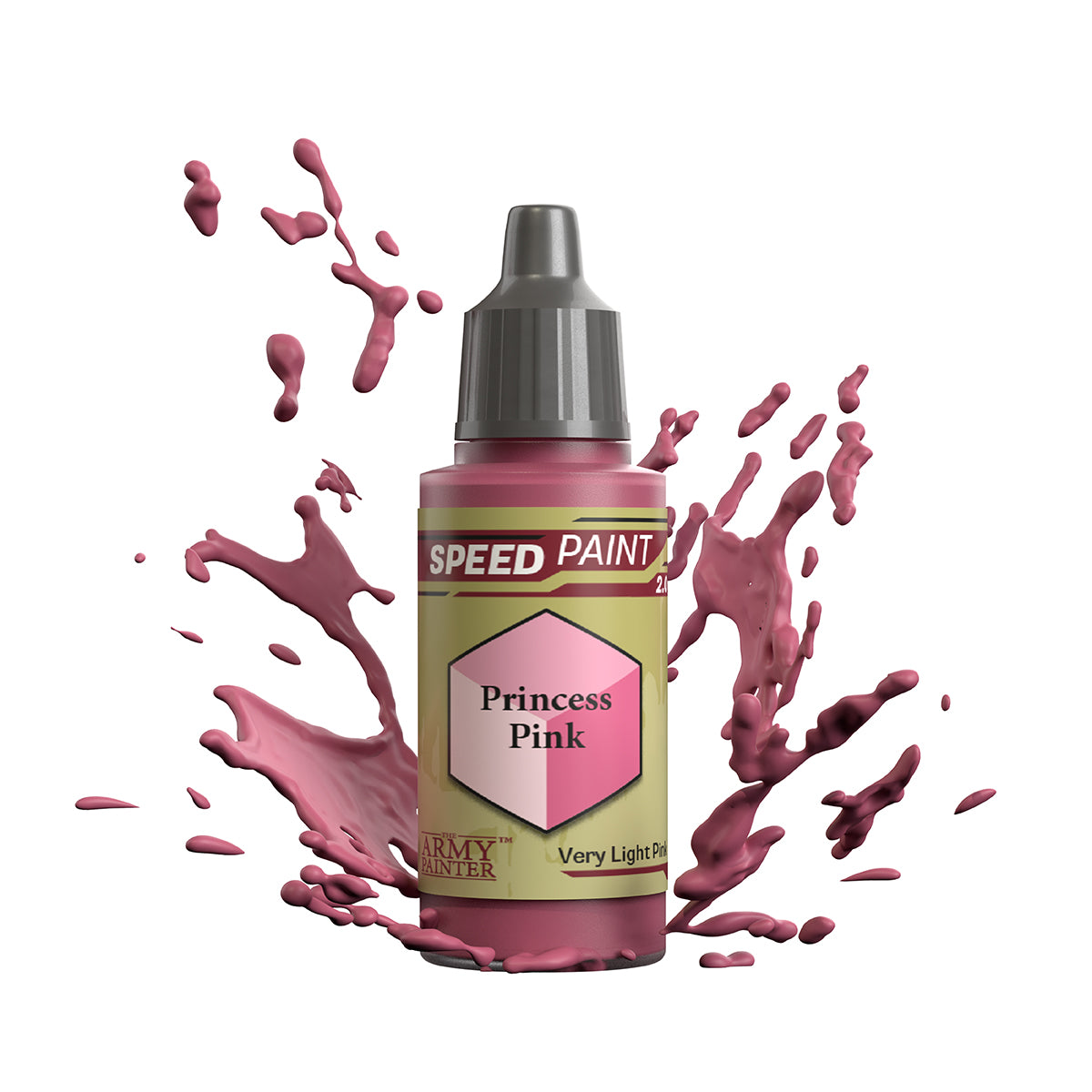 An 18ml dropper bottle of The Army Painter Speedpaint - Princess Pink, a one-coat paint for miniatures. Available at Charon Games NZ.