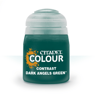 The official retail product paint pot for Citadel Contrast: Dark Angels Green.