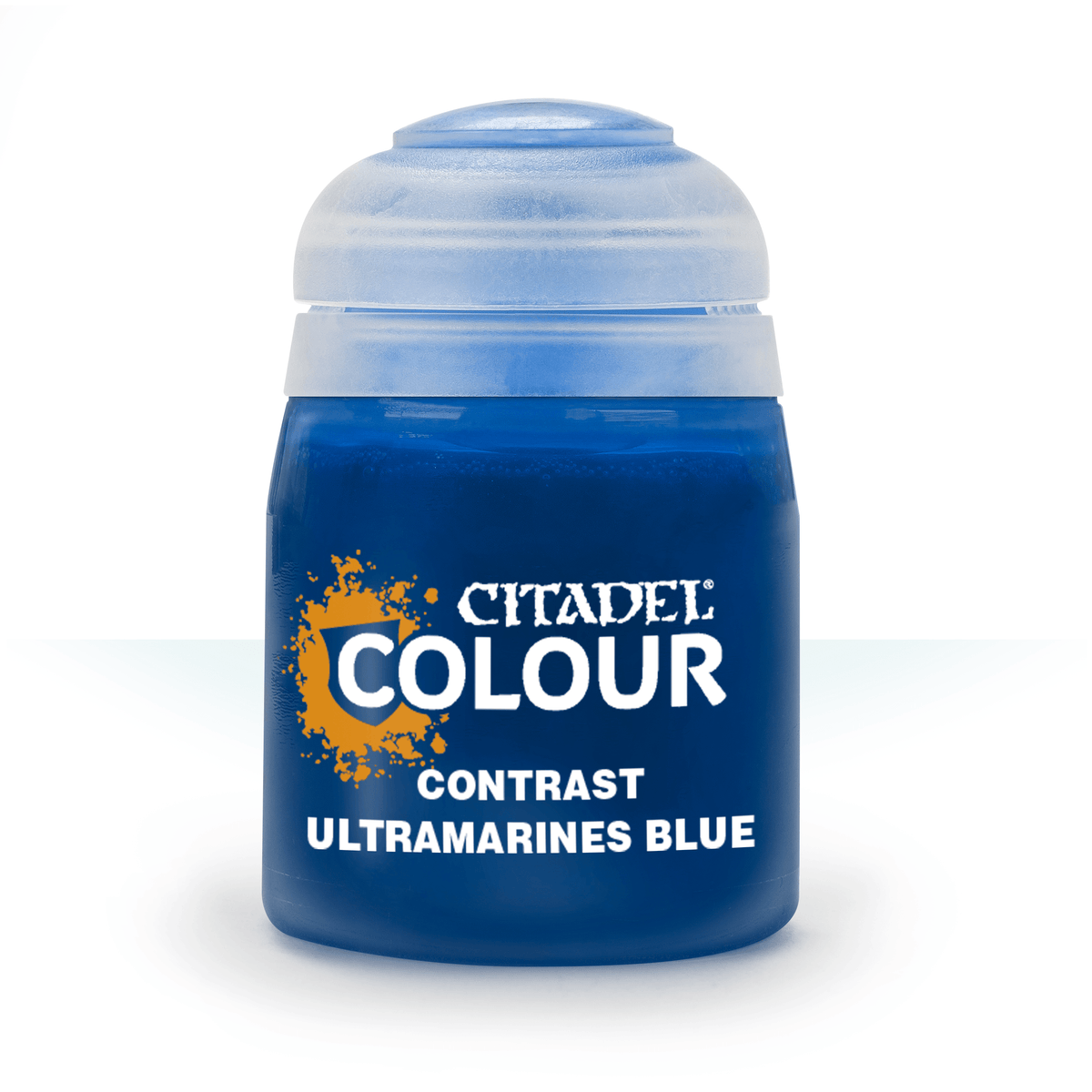 The official retail product paint pot for Citadel Contrast: Ultramarines Blue.