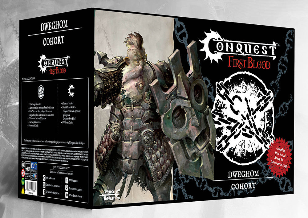 Box art for the Conquest Dweghom Cohort Starter Set, a 1000-point army in a box for First Blood and The Last Argument of Kings.