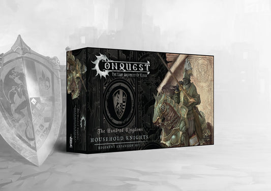 The product box for the Conquest Hundred Kingdoms Household Knights regiment expansion set.