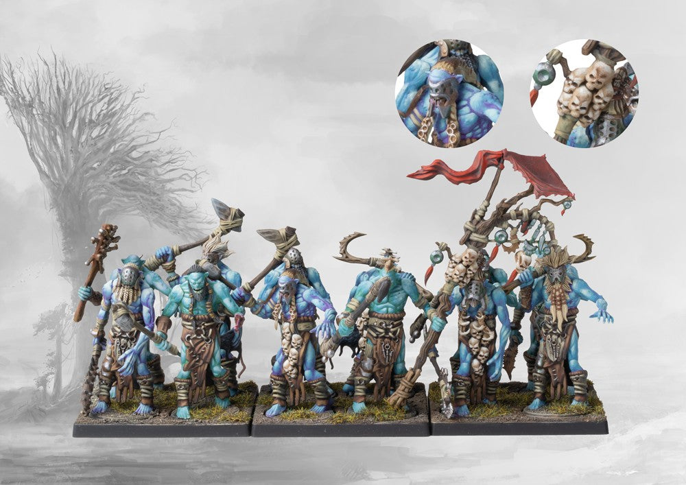 Conquest Nords Trolls plastic miniatures assembled on tactical movement stands. Christchurch, NZ.