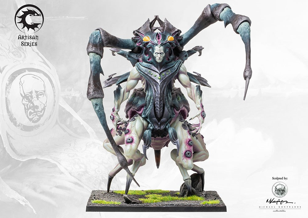 A studio-painted front view of the Conquest Spires Abomination, a large and grotesque multi-limbed monster from the Artisan Series.