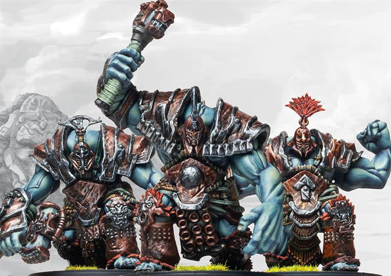 Close-up of the Chosen of War brutes, showing the large war hammers/maces, ornate, grafted armor, and fierce expressions of these elite W'adrhŭn fighters.