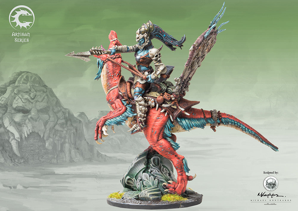 Fully painted W'adrhŭn Mounted Predator resin miniature, a high-detail character model leading the light cavalry forces into chaos.