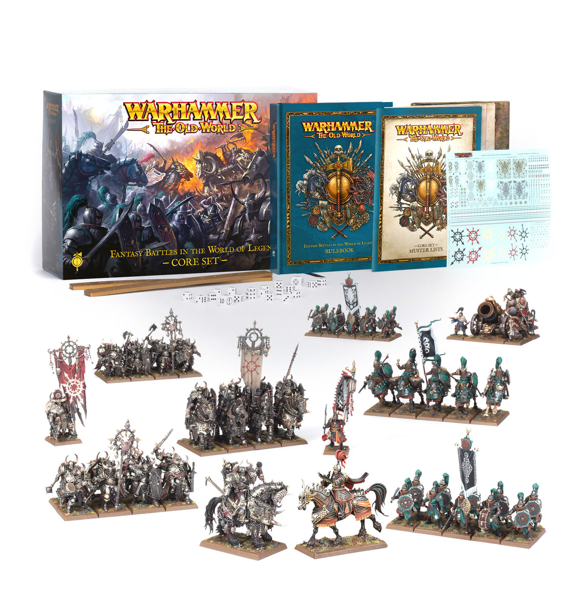 The official retail product for the Warhammer: The Old World In the World of Legend Core Set, featuring the fully assembled and painted Grand Cathay and Chaos models.
