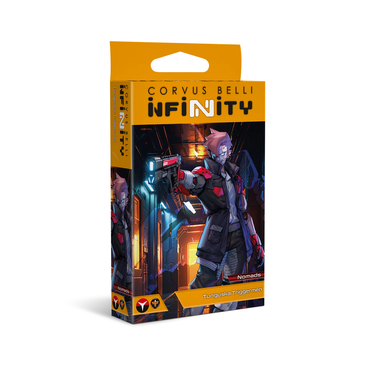 The box for the Infinity Nomads Tunguska Triggermen.
