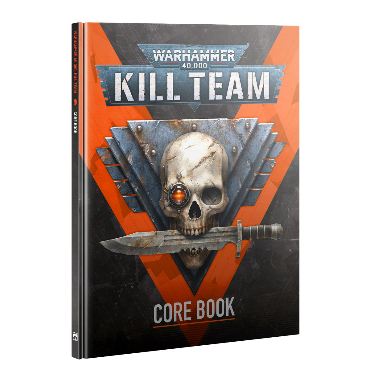The official retail product box and hardcover book for the Kill Team Core Book, featuring dynamic sci-fi artwork of operatives in combat.
