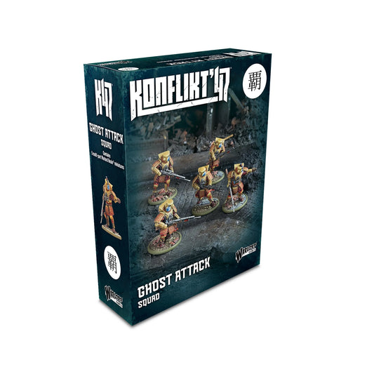 Official retail box for the Konflikt '47 Ghost Attack Squad, featuring elite Japanese "Ghost" soldiers for the Empire of Japan faction.