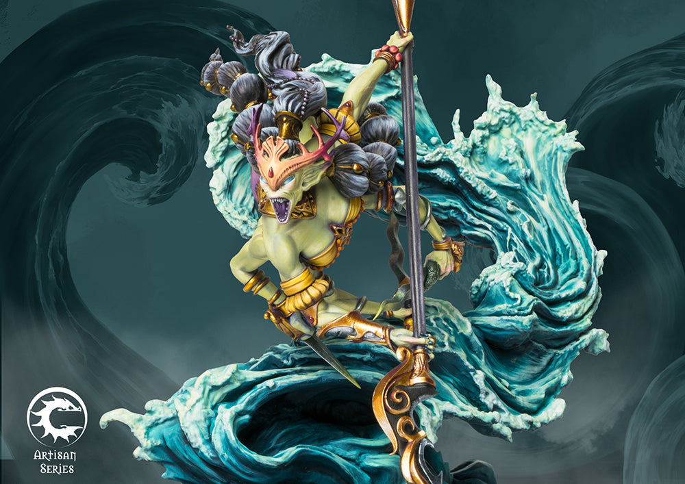 The masterfully painted Marid Shaytan premium miniature showcase showcasing its stormy textures and details.