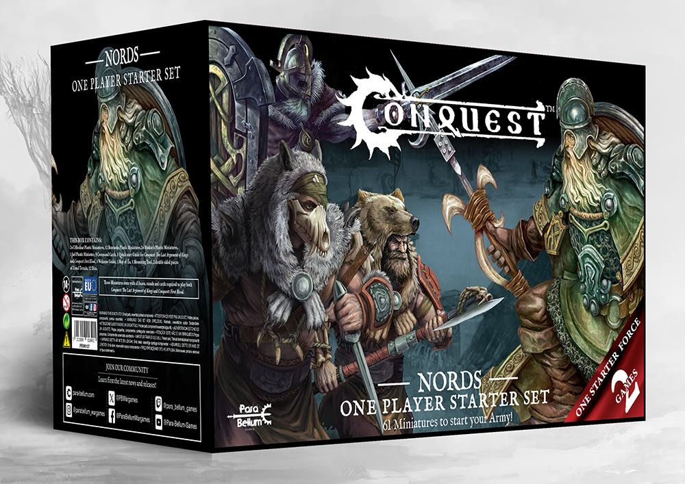Front box art packaging for the Conquest Nords 2025 Supercharged Starter Set.
