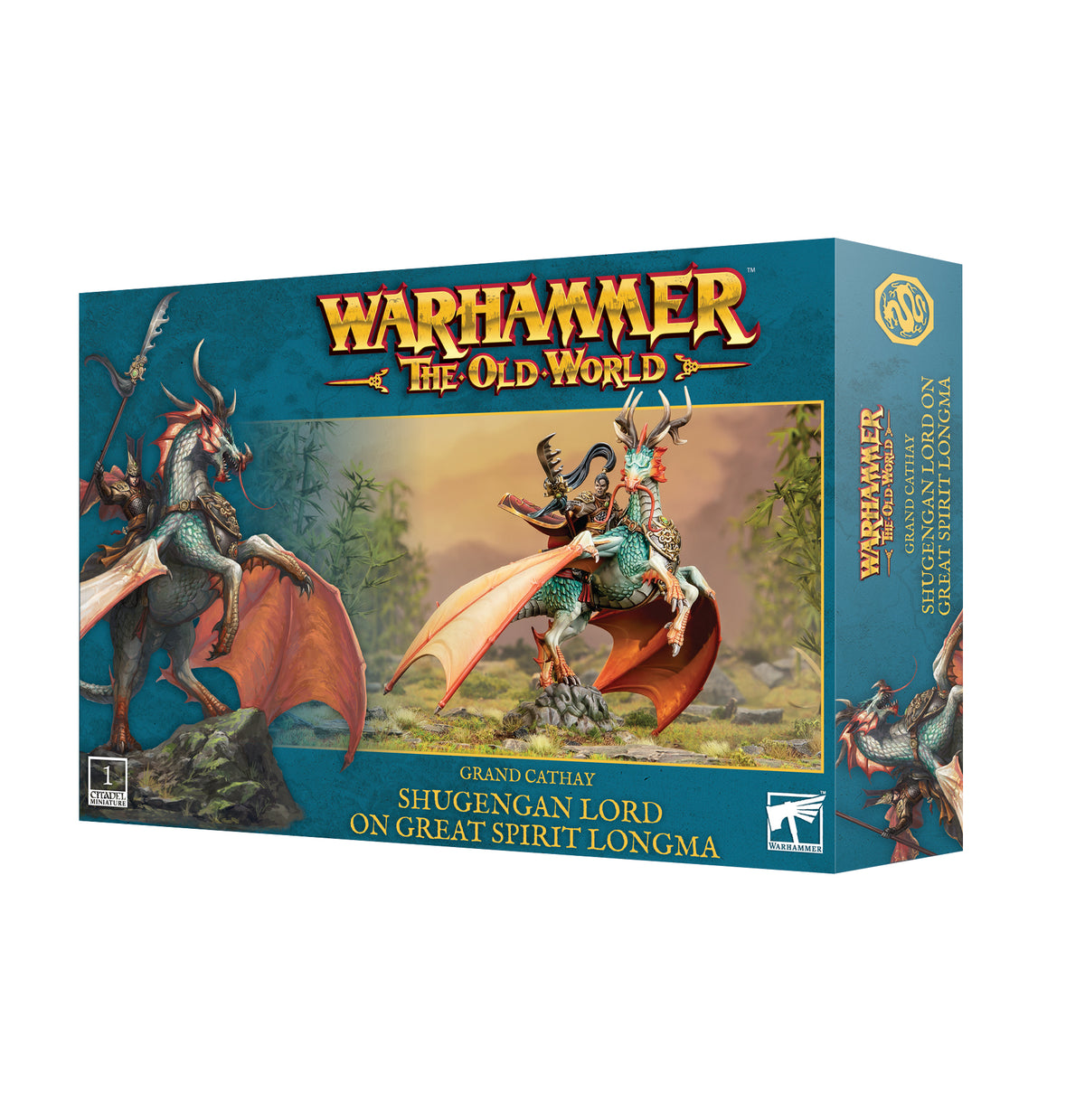 The official retail product box for the Shugengan Lord On Great Spirit Longma miniature kit, displaying the flying leader model.
