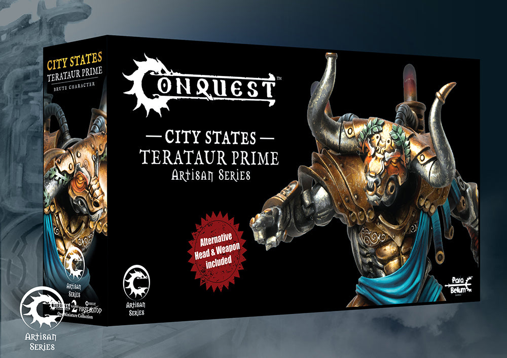 Premium Artisan Series display box packaging for the Conquest City States Terataur Prime.