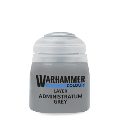 The official retail product paint pot for Warhammer Colour: Administratum Grey.