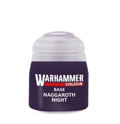 The official retail product paint pot for Warhammer Colour Base: Naggaroth Night.