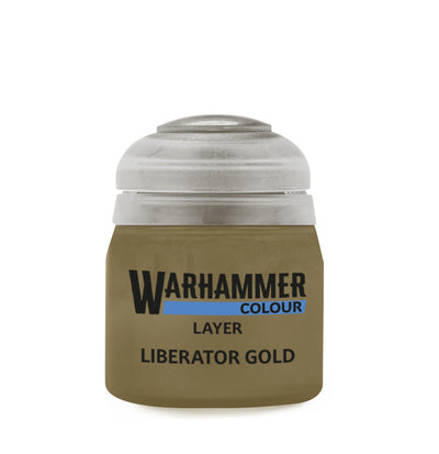 The official retail product paint pot for Warhammer Colour: Liberator Gold.