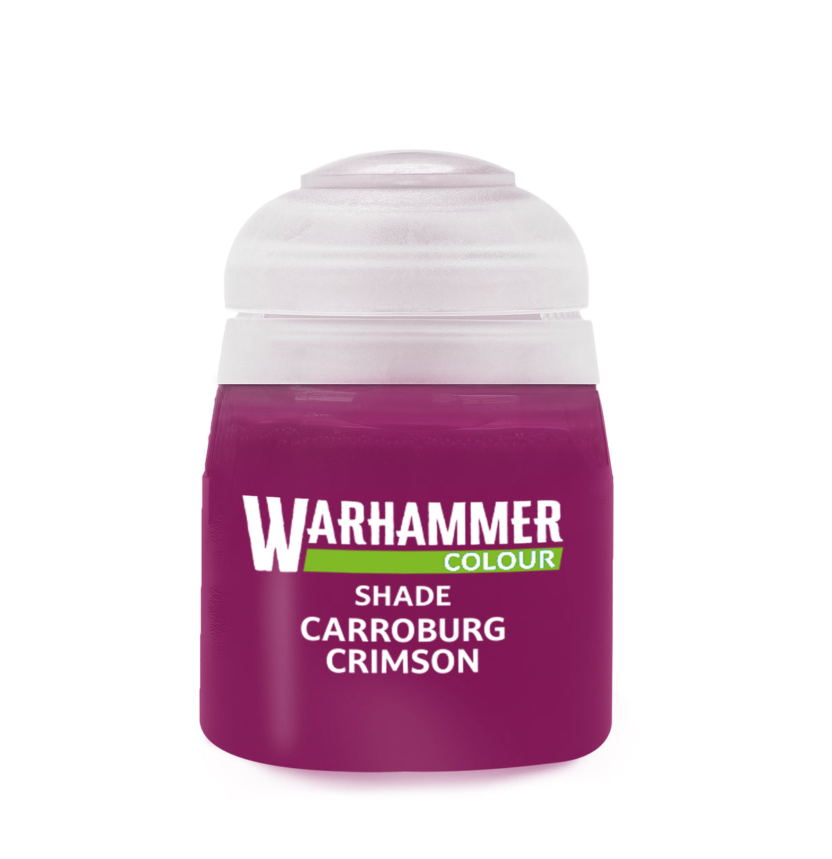 he official retail product paint pot for Warhammer Colour Shade: Carroburg Crimson.