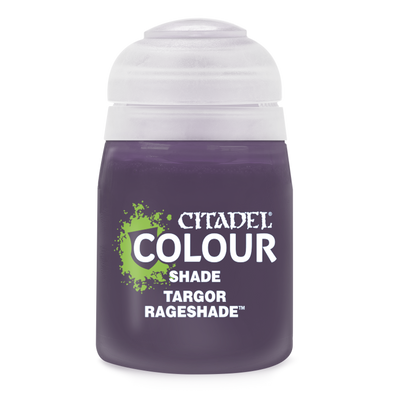 The official retail product paint pot for Warhammer Colour Shade: Targor Rageshade.