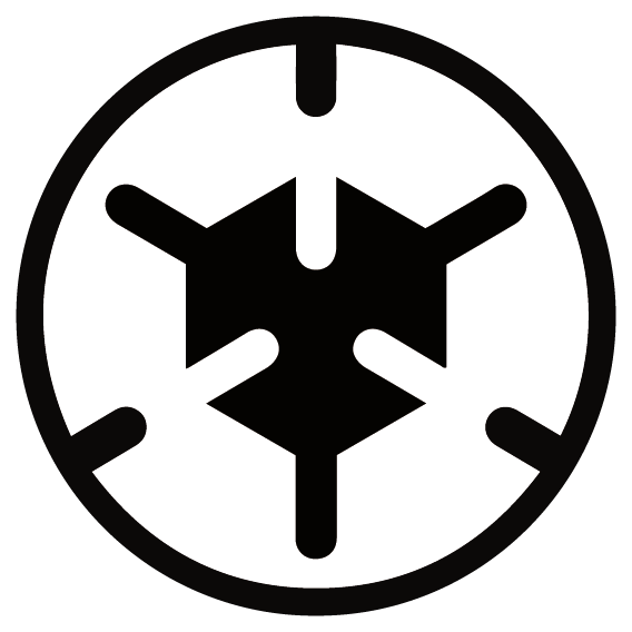The black and white logo for the artificial intelligence Aleph in the Infinity universe.