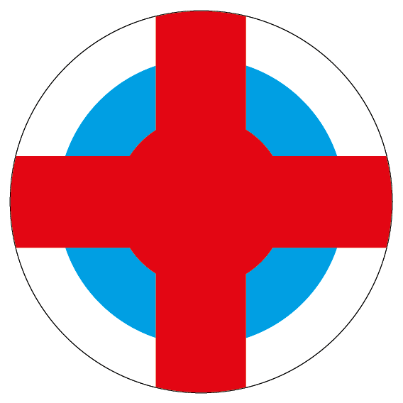 The blue, red, and white roundel symbol of the Ariadna nation in the Infinity universe.