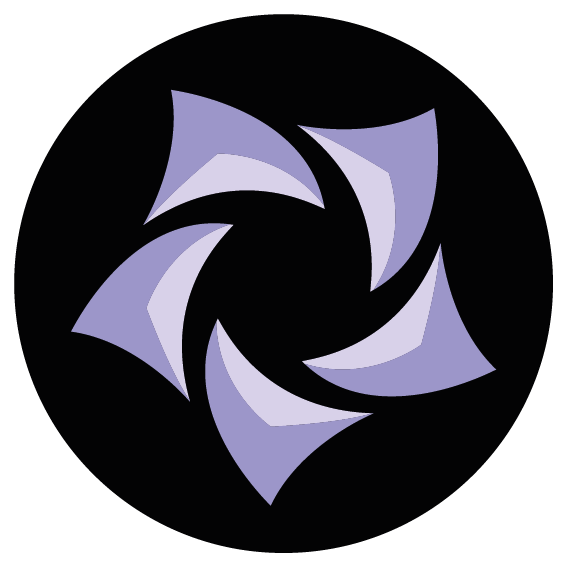 The purple and black 'vortex' symbol of the Combined Army in the Infinity universe.