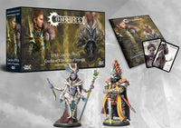 Contents of the Battle of Nepenthe Lore Campaign Pack, including the campaign book, unit cards, King Fredrik of the Hundred Kingdoms, and a Spires Alchemist.