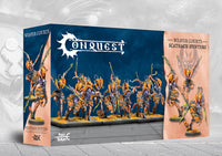 The product box for the Weaver Courts Scathach Hunters regiment expansion set for Conquest.