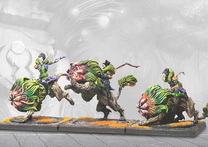 Conquest Fianna Cavalry plastic models in a charging pose across autumn-themed bases.