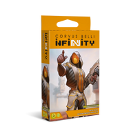 The product box for the Haqqislam Mukthar Active Response Unit, featuring a character in desert-themed tactical armor.