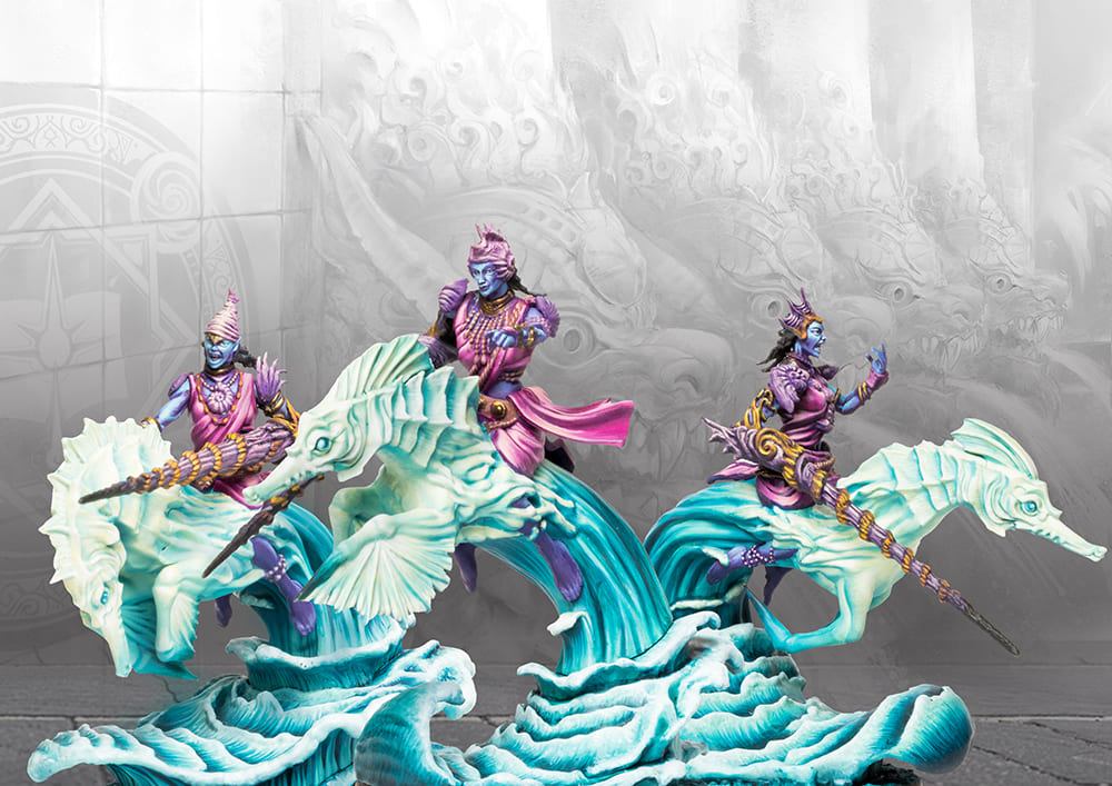 Conquest Sorcerer Kings Marid Lancers miniatures kit with detailed inset views of riders.