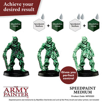 Three green figurines with painting instructions and 'The Army Painter' branding.