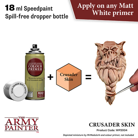 The Army Painter color primer bottle with a model figure and text on a white background