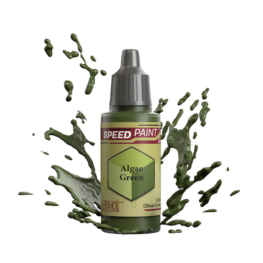 An 18ml dropper bottle of The Army Painter Speedpaint - Algae Green, a one-coat paint for miniatures. Available at Charon Games NZ.