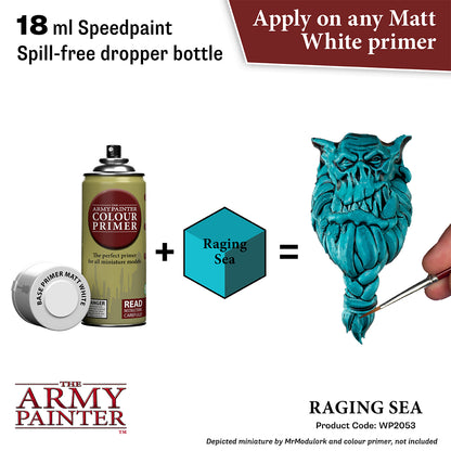 The Army Painter paint product with a miniaturized dragon head and text about speedpaint and primer application.