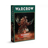 The product box for the Warcrow Yaldabaoth Intact unit, featuring artwork of a hulking, bone-masked creature with massive curved arm-claws.