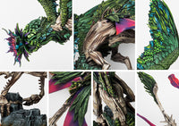 A collage of close-up images showing the intricate details of the Scoth Draic, the alternate build from the Weaver Courts Coill Draic dual kit, including its plant-like head and leafy wings.