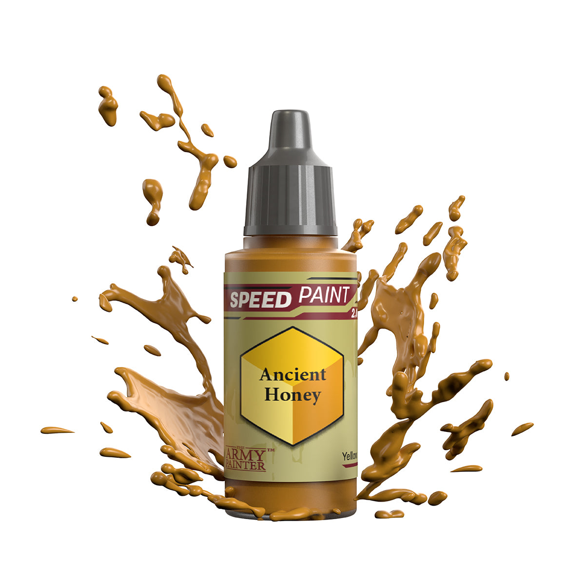An 18ml dropper bottle of The Army Painter Speedpaint - Ancient Honey, a one-coat paint for miniatures. Available at Charon Games NZ.