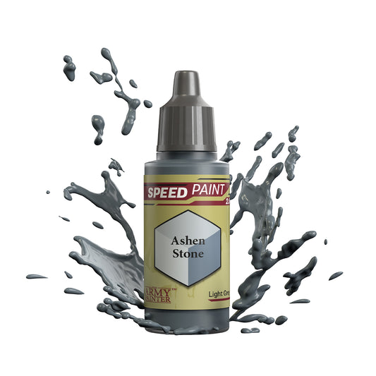 An 18ml dropper bottle of The Army Painter Speedpaint - Ashen Stone, a one-coat paint for miniatures. Available at Charon Games NZ.