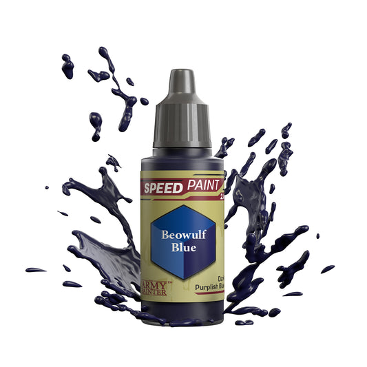 An 18ml dropper bottle of The Army Painter Speedpaint - Beowulf Blue, a one-coat paint for miniatures. Available at Charon Games NZ.