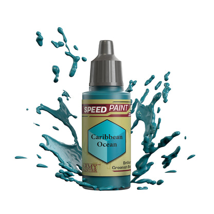 An 18ml dropper bottle of The Army Painter Speedpaint - Caribbean Ocean, a one-coat paint for miniatures. Available at Charon Games NZ.