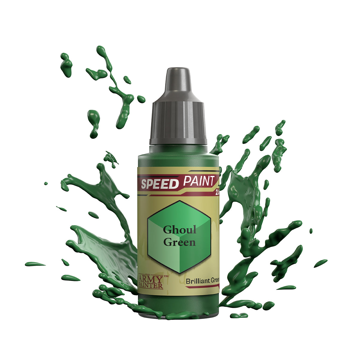 An 18ml dropper bottle of The Army Painter Speedpaint - Ghoul Green, a one-coat paint for miniatures. Available at Charon Games NZ.