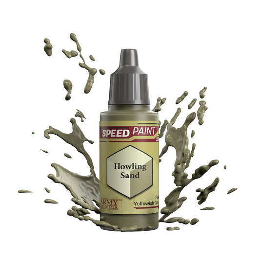 An 18ml dropper bottle of The Army Painter Speedpaint - Howling Sand, a one-coat paint for miniatures. Available at Charon Games NZ.