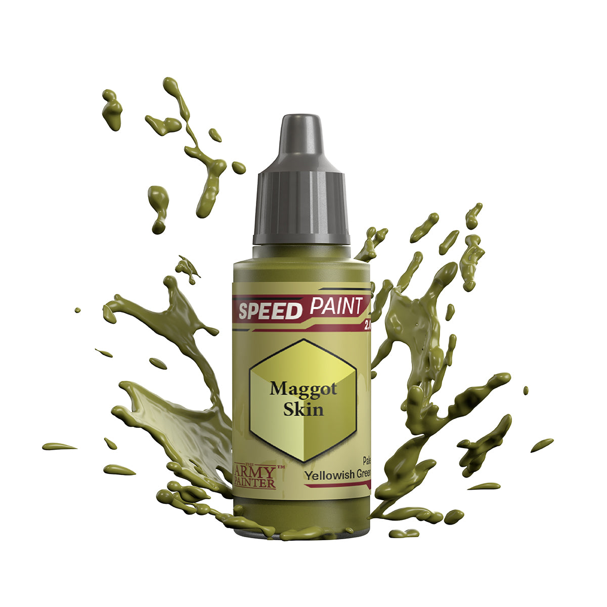 An 18ml dropper bottle of The Army Painter Speedpaint - Maggot Skin, a one-coat paint for miniatures. Available at Charon Games NZ.
