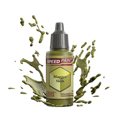 An 18ml dropper bottle of The Army Painter Speedpaint - Maggot Skin, a one-coat paint for miniatures. Available at Charon Games NZ.