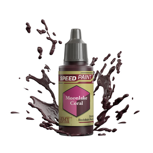 An 18ml dropper bottle of The Army Painter Speedpaint - Moonlake Coral, a one-coat paint for miniatures. Available at Charon Games NZ.