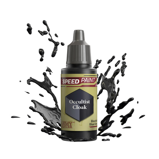 An 18ml dropper bottle of The Army Painter Speedpaint - Occultist Cloak, a one-coat paint for miniatures. Available at Charon Games NZ.
