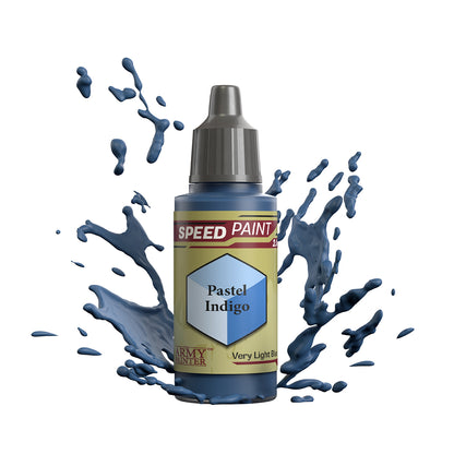 An 18ml dropper bottle of The Army Painter Speedpaint - Pastel Indigo, a one-coat paint for miniatures. Available at Charon Games NZ.