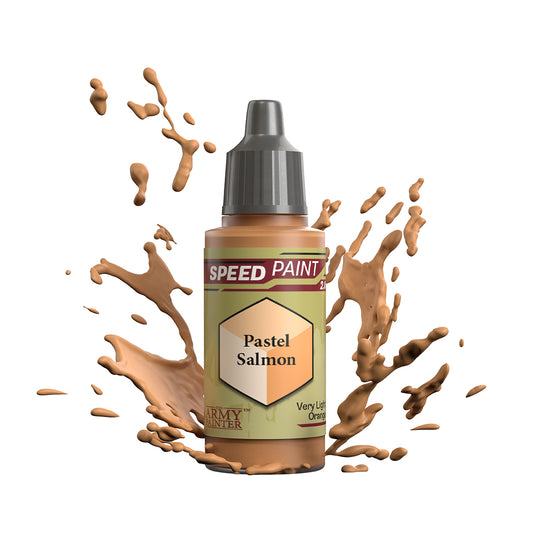 An 18ml dropper bottle of The Army Painter Speedpaint - Pastel Salmon, a one-coat paint for miniatures. Available at Charon Games NZ.